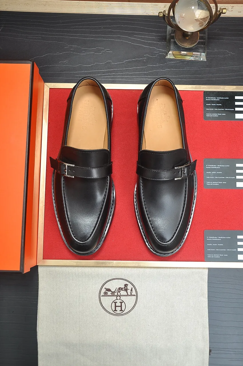 Men's Men's Shoes💰560💶[[HERMES]] (High-end Niuli) New 🍀 HERMES - top version of Ferragamo's classic casual leather shoes! Made of imported original cowhide, the inner top layer is comfortable cowhide lining! Original wear-resistant rubber outsole! High quality products! Code number 38-45 (45 customized)